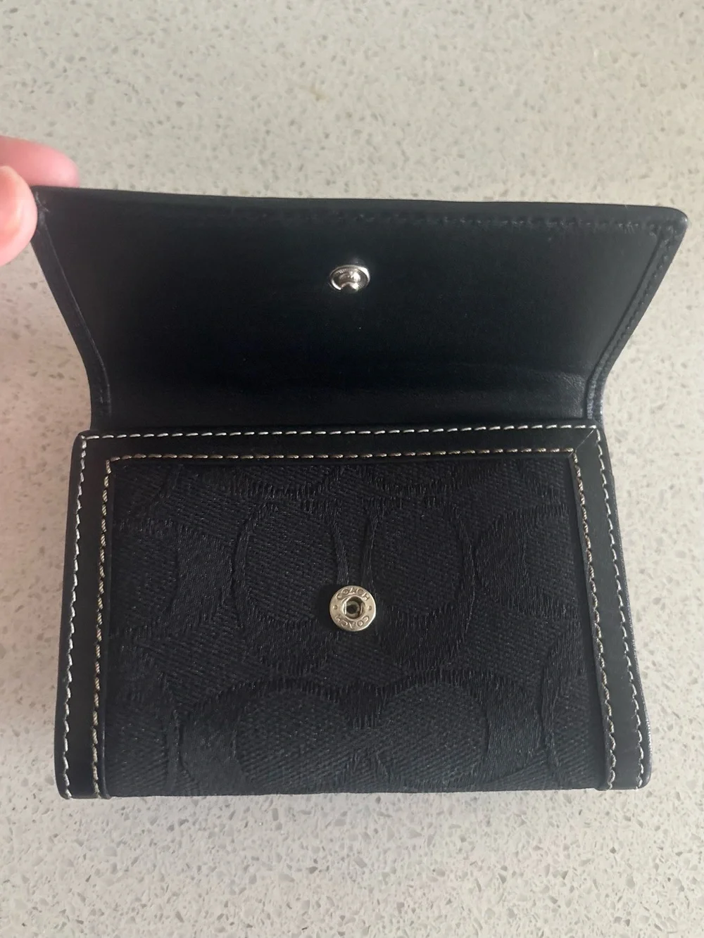 Coach Black Signature Jacquard Trifold Wallet
